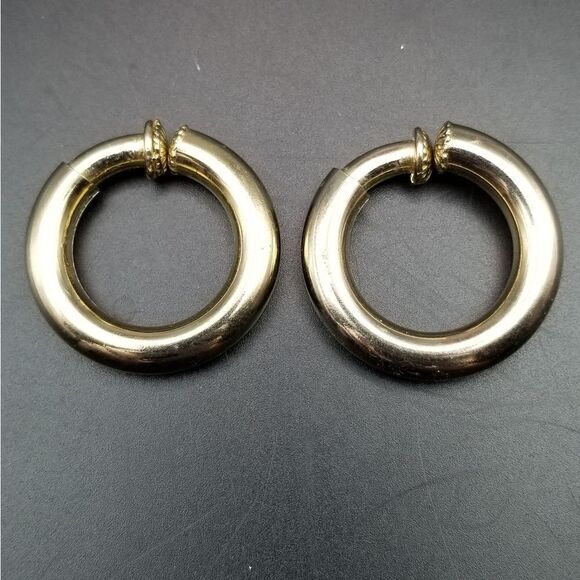 Clip on iced gold tone earrings. E0136 - Picture 1 of 2